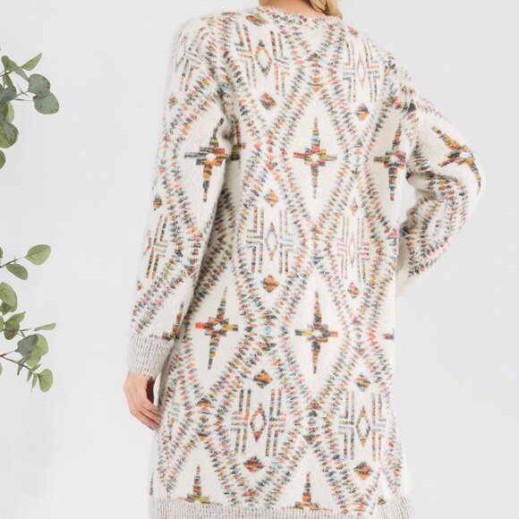 Celtic Print Boho Western Duster Cardigan - Picture 1 of 7